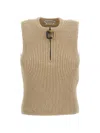 Jw Anderson Ribbed-knit Quarter-zip Top In Neutral