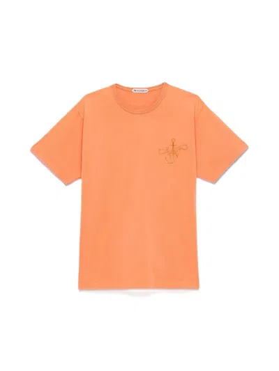 Jw Anderson Mens Ribbon Anchor T-shirt In Washed Orange