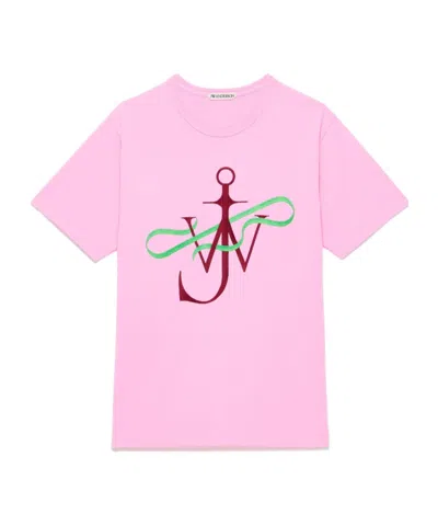 Jw Anderson Ribbon Anchor Pattern T-shirt In Pink