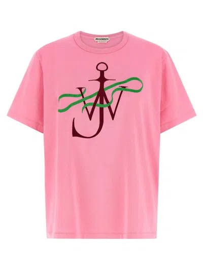 Jw Anderson Ribbon Anchor Graphic Crew Neck T Shirt In Multi