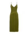 Jw Anderson Pleated Crepe De Chine Midi Dress In Green