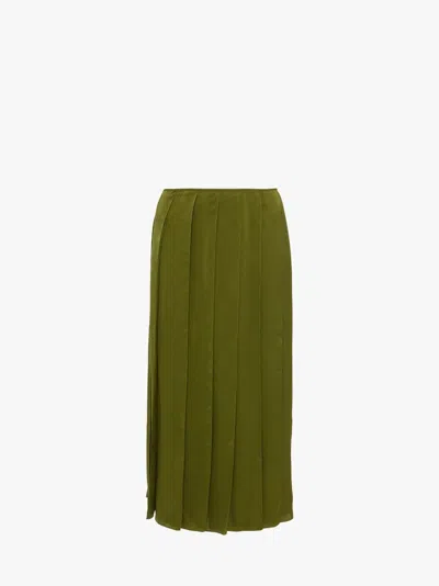 Jw Anderson Ribbon Panel Midi Skirt In Green