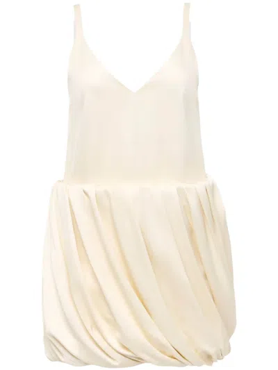 Jw Anderson Rolled Hem Duchesse Mini Dress In Ivory