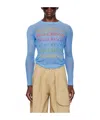 Jw Anderson Round Collar And Long-sleeved T-shirt In Blue