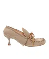Jw Anderson 55 Suede Loafer Pumps In Nude