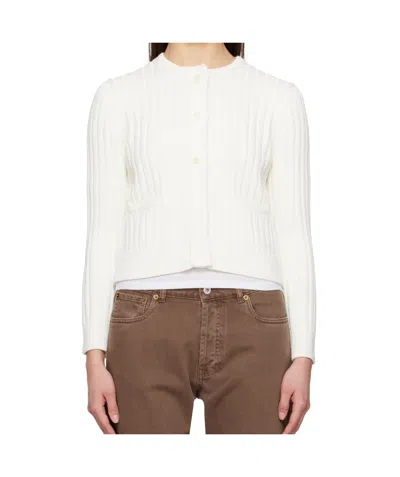 Jw Anderson Round Neck Long Sleeve Knitted Sweater In White