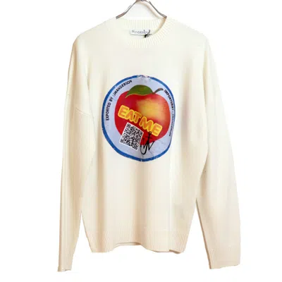 Jw Anderson Round Neck Long-sleeved Sweater In White