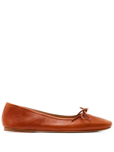 Jw Anderson Round-toe Leather Ballerina Shoes In 640 Tan