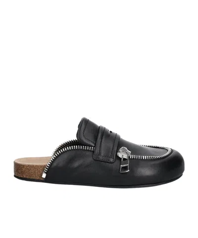 Jw Anderson Round Toe Mules In Black