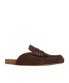 Jw Anderson Brown Leather Stitch Slippers In Brown