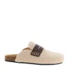 Jw Anderson Faux Fur Strap Mules In Sand