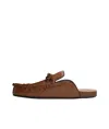 Jw Anderson Ruffle Leather Loafer Mules In Brown