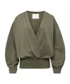 Jw Anderson Rounded Wrap-front Sweatshirt In Khaki