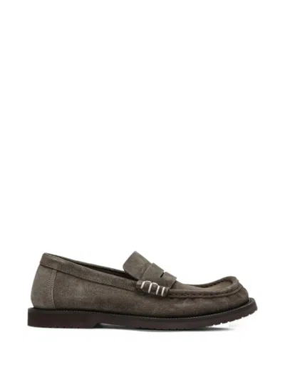 Jw Anderson Round-toe Suede Loafers In 뉴트럴