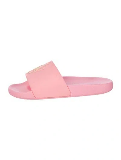 Pre-owned Jw Anderson Rubber Graphic Print Slides In Pink