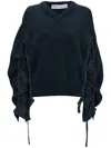 Jw Anderson Ruched-detail Wool-blend Jumper In Blue
