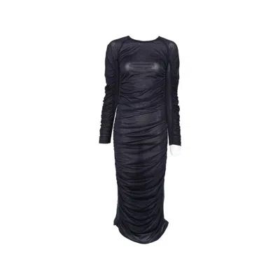 Jw Anderson Ruched Long-sleeve Midi Dress In Blue
