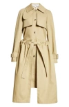Jw Anderson Gathered Waist Belted Trench Coat In Beige