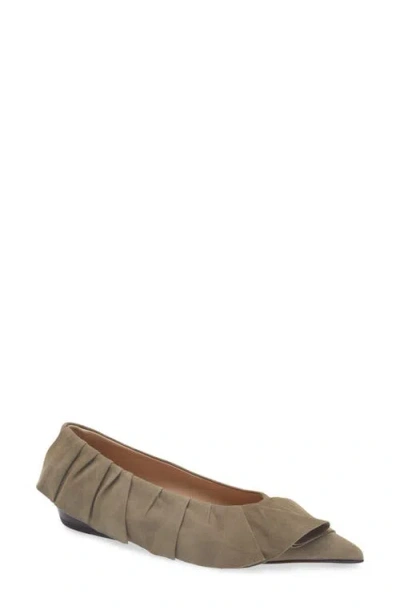 Jw Anderson Ruffle Ballet Flat In Brown