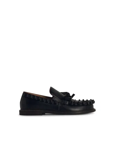 Jw Anderson Ruffle Black Leather Loafers