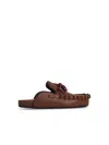 Jw Anderson Leather Slippers With Ruffle Trim And Bow In Brown