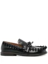 Jw Anderson Black Ruffle Leather Slip-on Loafers In Black
