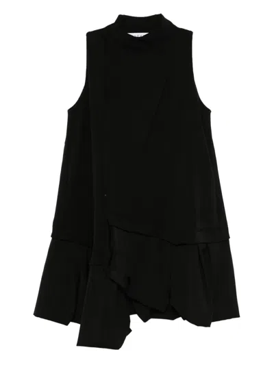 Jw Anderson Ruffle-hem Mini Dress In Black