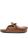 Jw Anderson Leather Slippers With Ruffle Trim And Bow In Brown