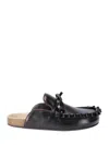 Jw Anderson Ruffle Loafer Leather Mules In Black