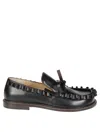 Jw Anderson Black Ruffle Leather Slip-on Loafers In Black
