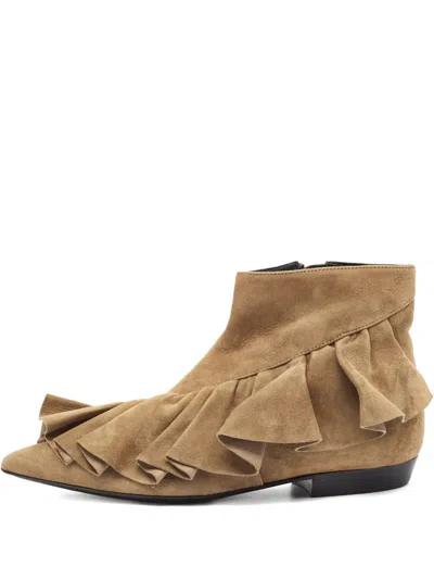 Pre-owned Jw Anderson Ruffle Pointed-toe Boots