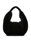 Jw Anderson Ruffle Shopper Velvet Shoulder Bag In Black
