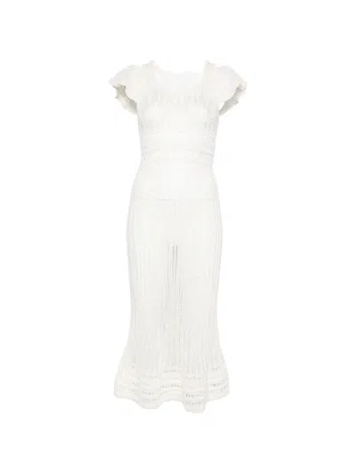 Jw Anderson Ruffled Crochet Dress In Neutral