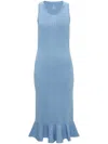 Jw Anderson Knit Midi Dress With Ruffled Hem In Blue