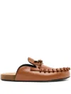 Jw Anderson Ruffled Leather Mules In Braun