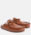 Jw Anderson Ruffled Leather Mules In Brown