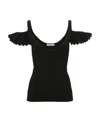 Jw Anderson J. W.anderson Ribbed Cut-out Top With Ruffled Sleeves In Black