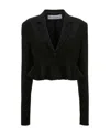 Jw Anderson Ruffled-trim Cropped Blazer In Black