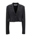 Jw Anderson Ruffled-trim Cropped Blazer In Black