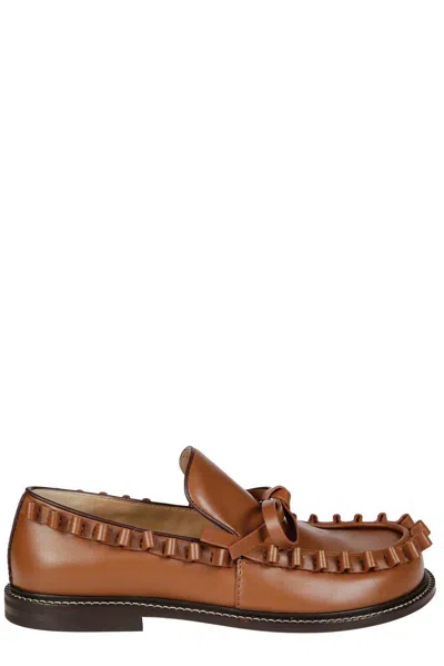 JW ANDERSON RUFFLED-TRIM LACE-UP LOAFERS