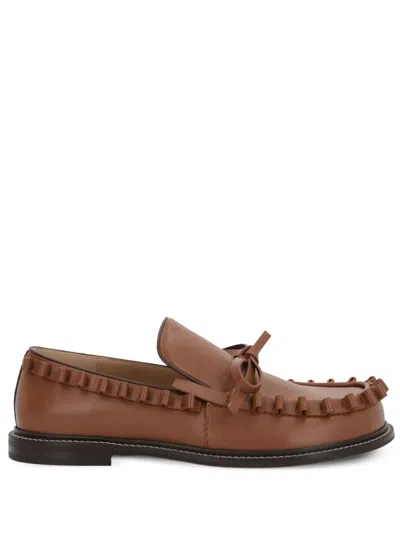 Jw Anderson Ruffled-trim Loafers In Brown
