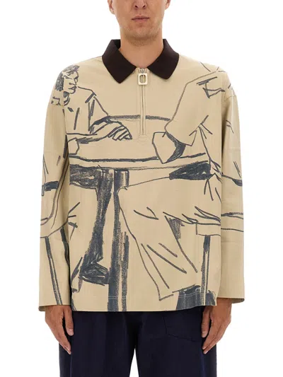 Jw Anderson Rugby Polo Shirt With Print In Neutral