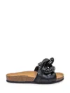 Jw Anderson Leather Chain Slide Sandals In Black