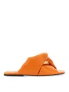 Jw Anderson J.w. Anderson Orange Leather Chain Twist Slides In Orange