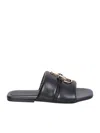 Jw Anderson J. W.anderson Solid Color Faux Leather Sandals With Golden Detail
