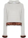 Jw Anderson Satin-detail Cropped Hoodie In Grey