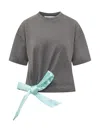 Jw Anderson J.w. Anderson Satin Detail T-shirt In Dark Grey Melange