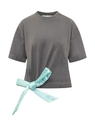 Jw Anderson Satin Cropped T-shirt In Grey