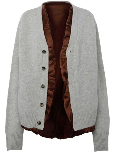 Jw Anderson Satin Lined Cardigan In Light Grey