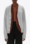 Jw Anderson Satin Lined Cardigan In Gray